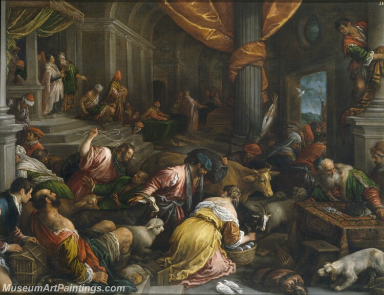 Bassano Francesco Expulsion de los mercaderes del Templo Painting