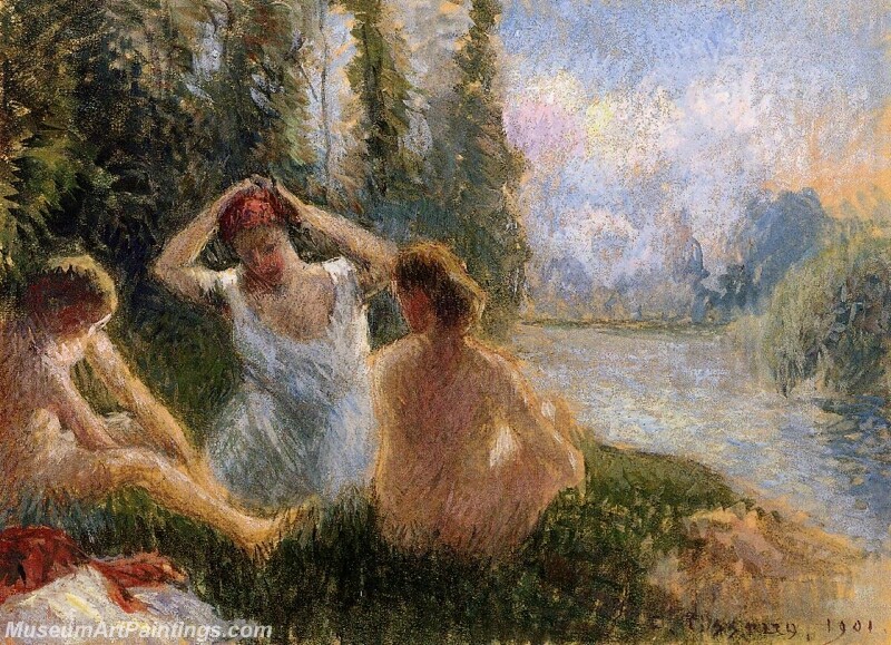 Bathers Seated on the Banks of a River Painting