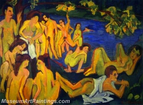 Bathers at Moritzburg Painting