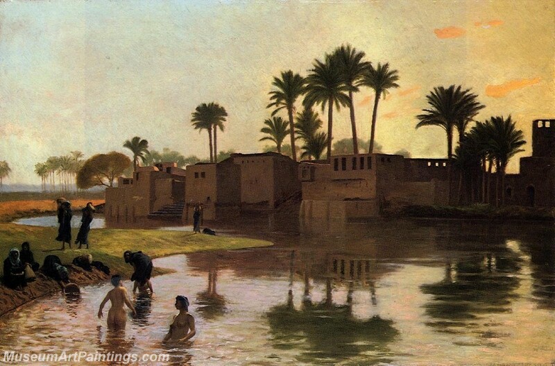 Bathers by the Edge of a River Painting