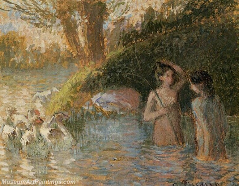 Bathing Goose Maidens Painting