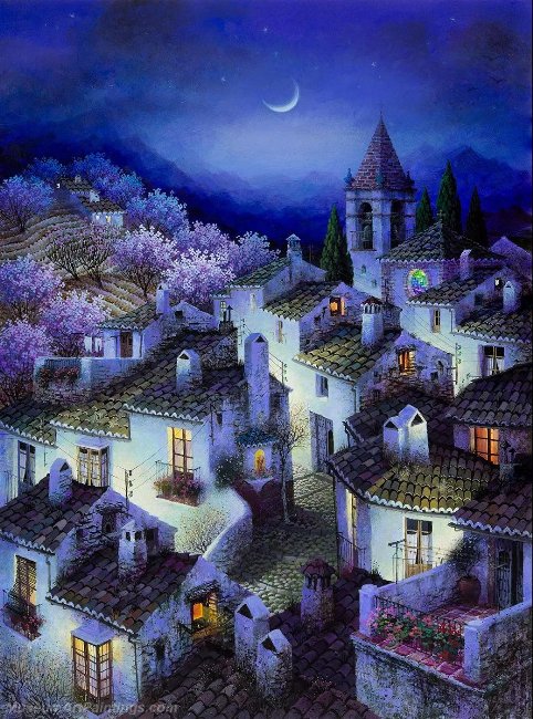 Beautiful Night Landscape Paintings BNL012