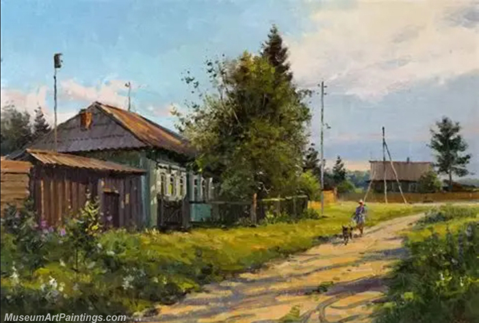 Beautiful Villlage Landscape Oil Paintings 02