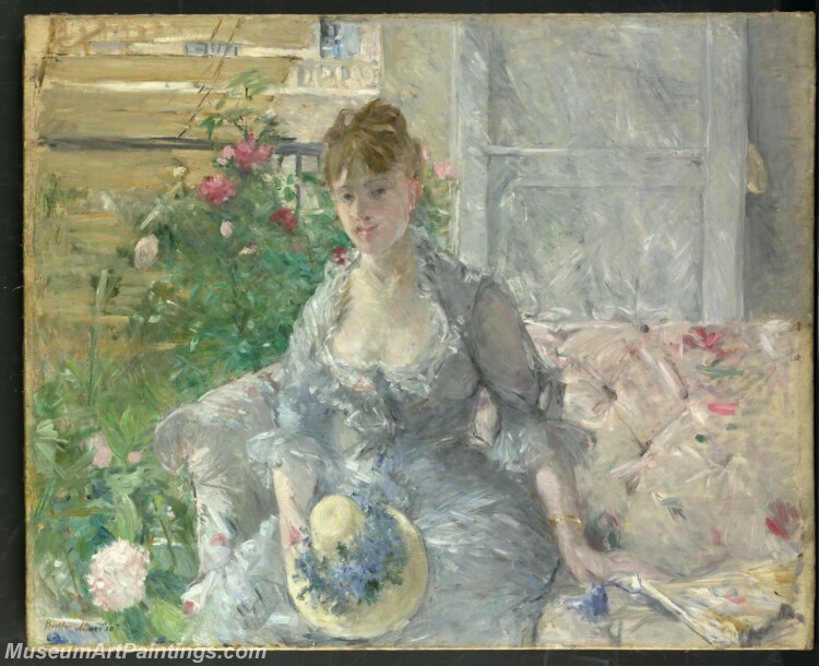 Berthe Morisot Young Woman Seated on a Sofa Painting