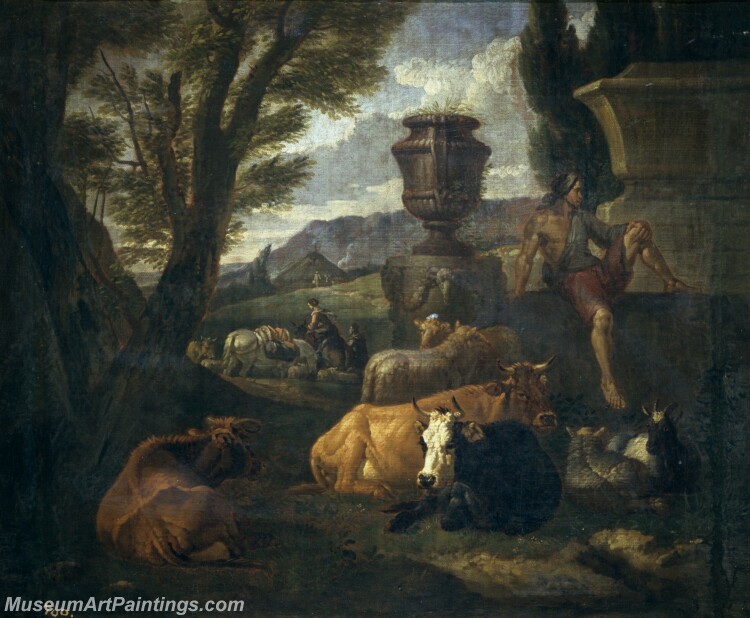 Bloemen Peeter van Paisaje romano el Campo Vacino de Roma Painting