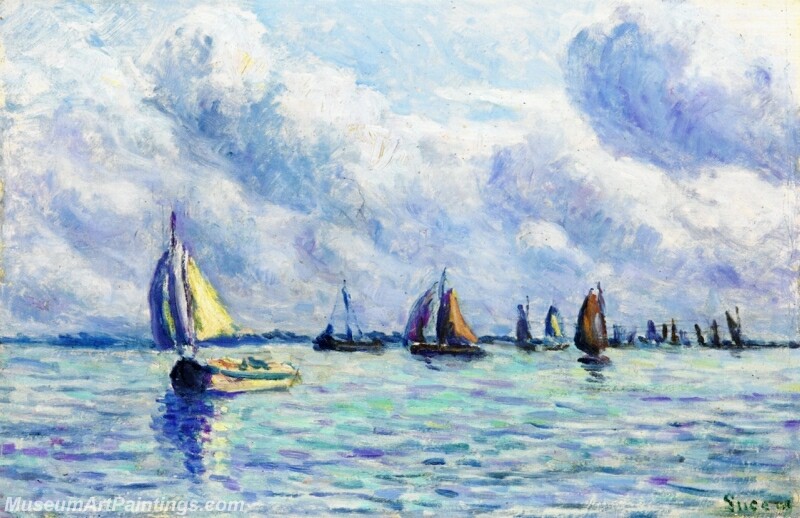 Boats on the Meuse at Rotterdam Painting