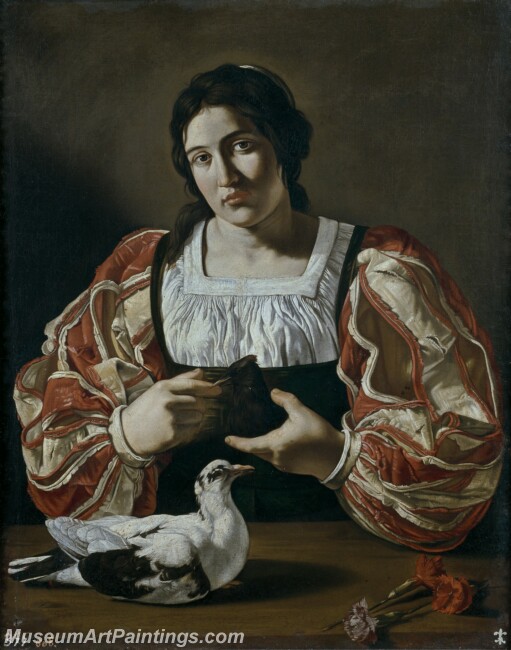 Boneri Francesco Mujer con paloma Painting