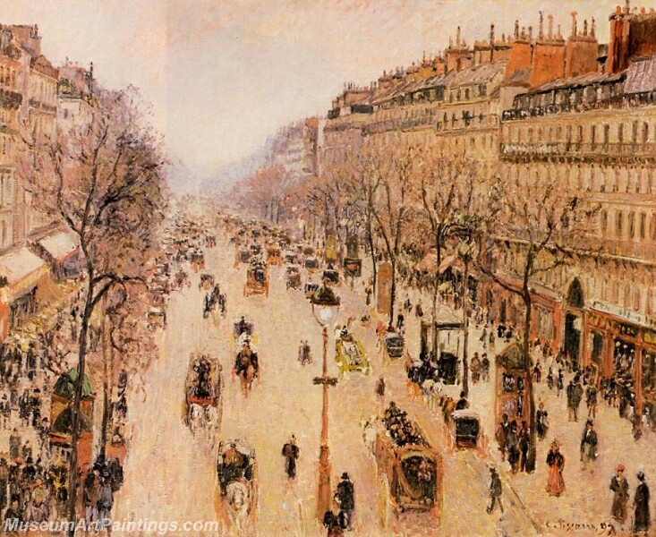 Boulevard Montmartre Morning Grey Weather Painting