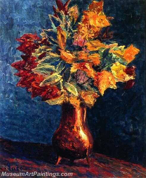 Bouquet of Autumn Leaves in a Copper Pitcher Painting