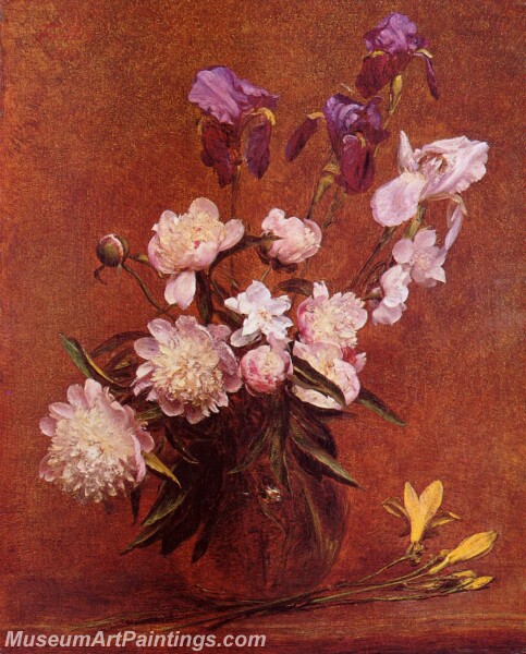 Bouquet of Peonies and Iris Painting