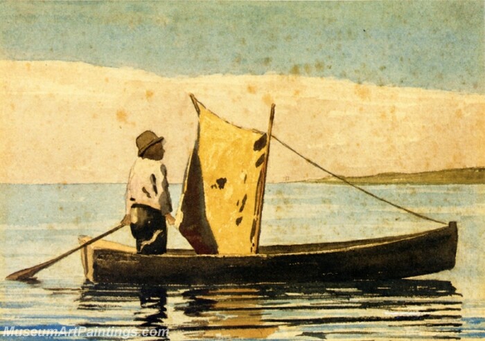 Boy In a Small Boat Painting