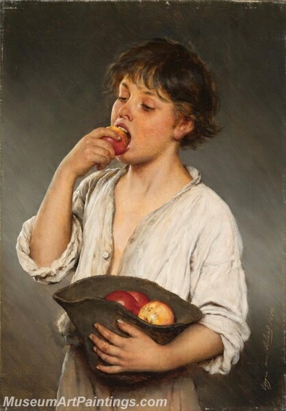 Boy eating an apple Painting