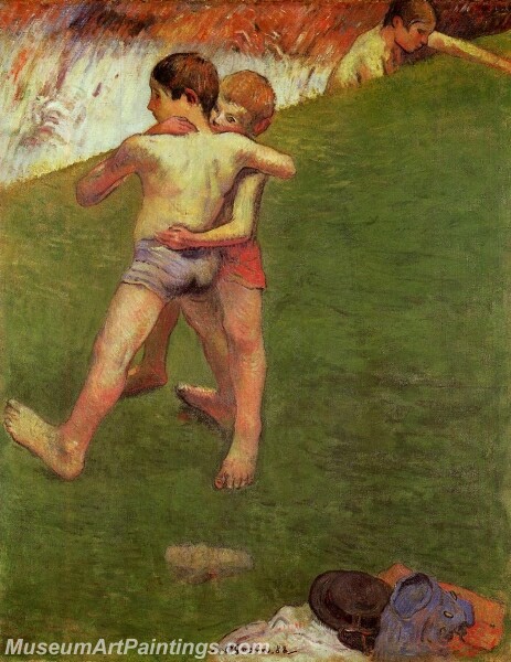 Breton Boys Wrestling Painting