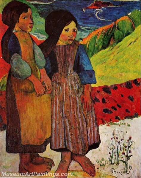 Breton Girls by the Sea Painting