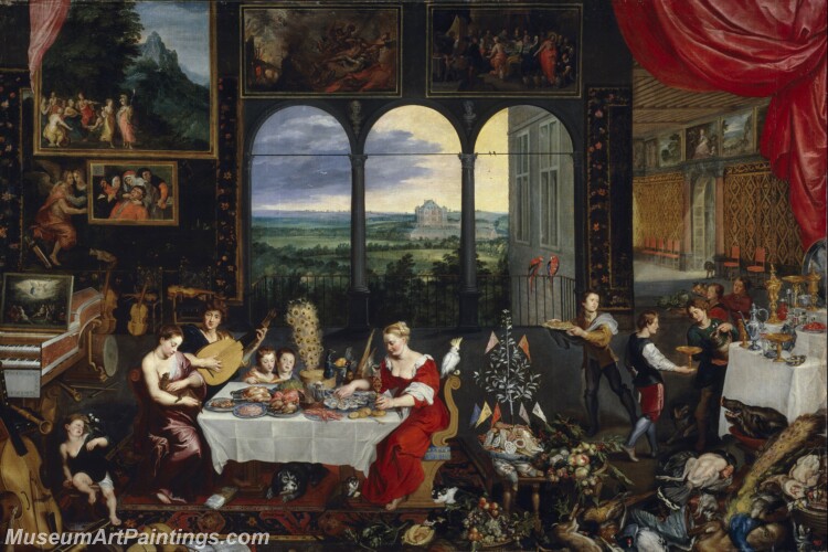 Brueghel el Viejo Jan El Gusto el Oido y el Tacto Painting