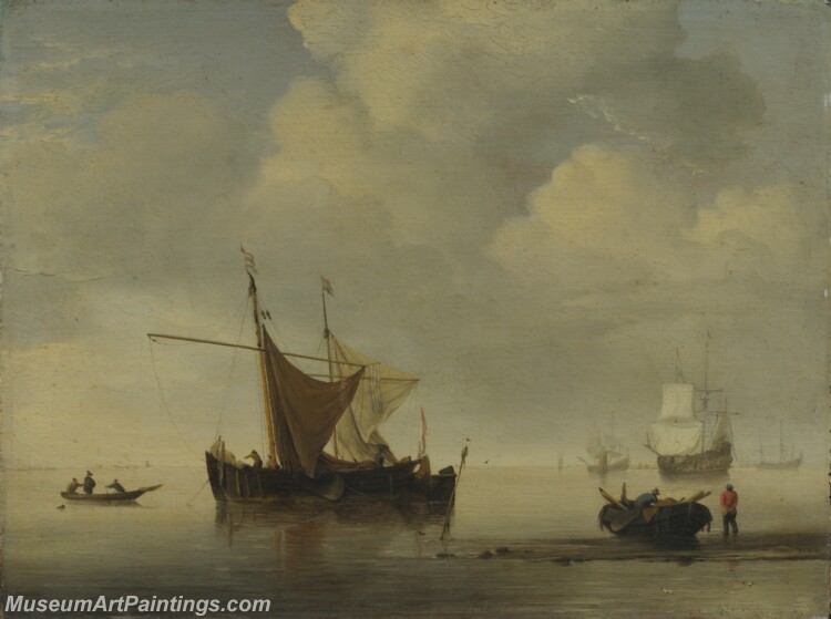 Calm Two Dutch Vessels Painting