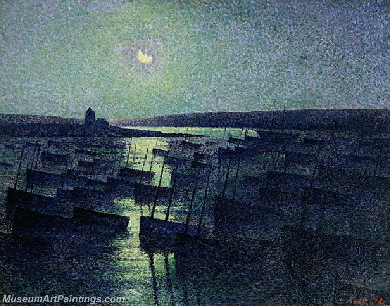 Camaret Clair de lune et flotille peche Painting