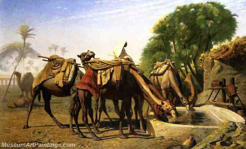 Camels at a Watering Trough Painting