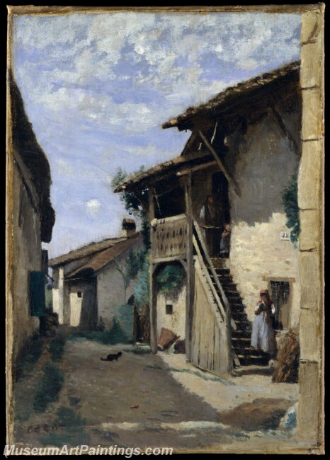 Camille Corot A Village Street Dardagny Painting