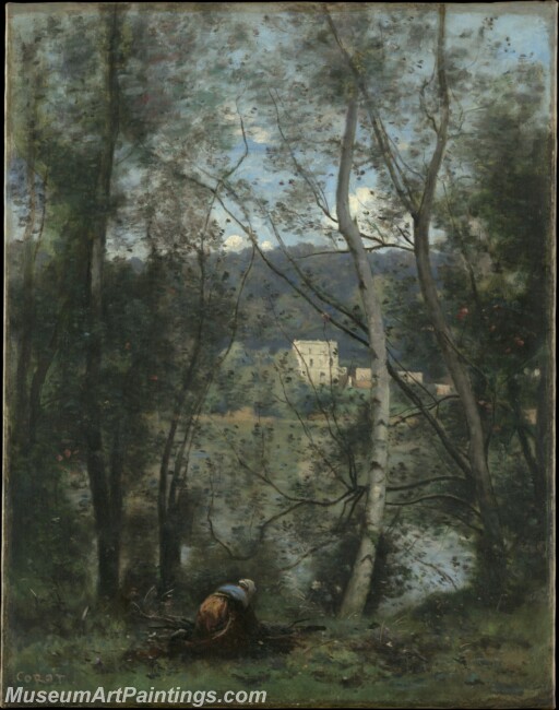 Camille Corot A Woman Gathering Faggots at Ville dAvray Painting