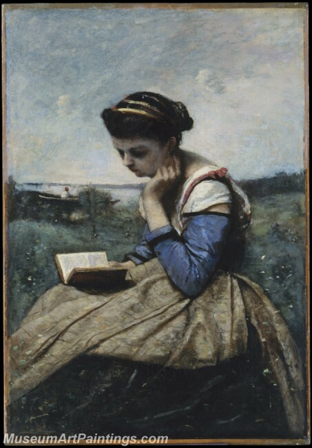 Camille Corot A Woman Reading Painting