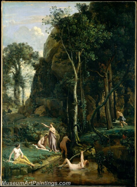 Camille Corot Diana and Actaeon Diana Surprised in Her Bath Painting