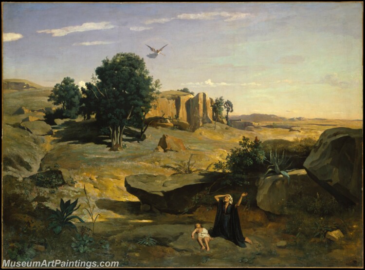 Camille Corot Hagar in the Wilderness Painting