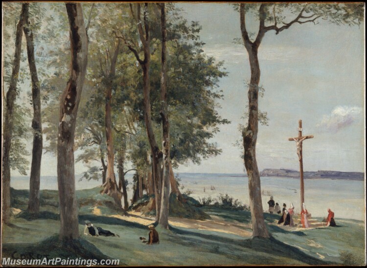 Camille Corot Honfleur Calvary Painting