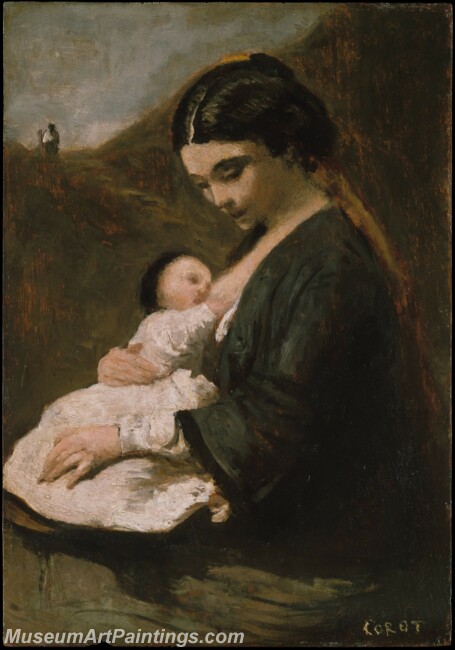 Camille Corot Mother and Child Painting