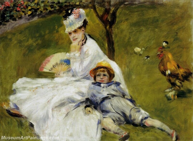 Camille Monet and Her Son Jean in the Garden at Argenteuil Painting