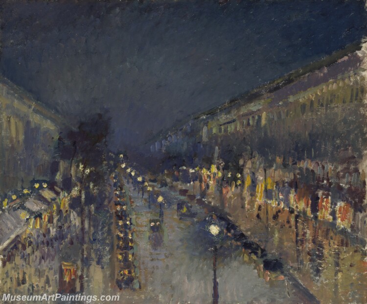 Camille Pissarro The Boulevard Montmartre at Night Painting