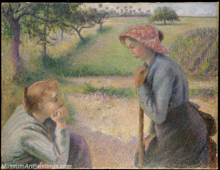 Camille Pissarro Two Young Peasant Women Painting