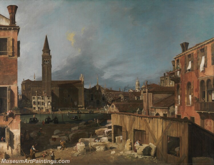 Canaletto The Stonemasons Yard Painting