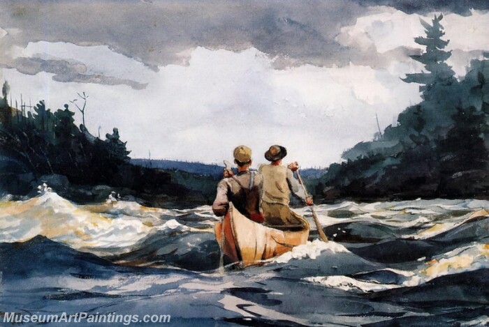 Canoe in the Rapids Painting