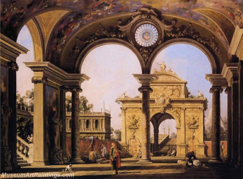 Capriccio of a Renaissance Triumphal Arch seen from the Portico of a Palace Painting