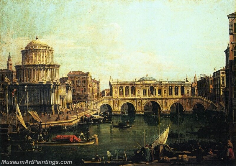 Capriccio of the Grand Canal With an Imaginary Rialto Bridge Painting