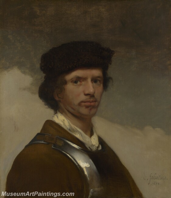 Carel Fabritius Young Man in a Fur Cap Painting