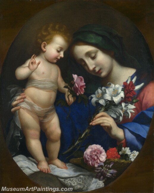 Carlo Dolci The Virgin and Child with Flowers Painting