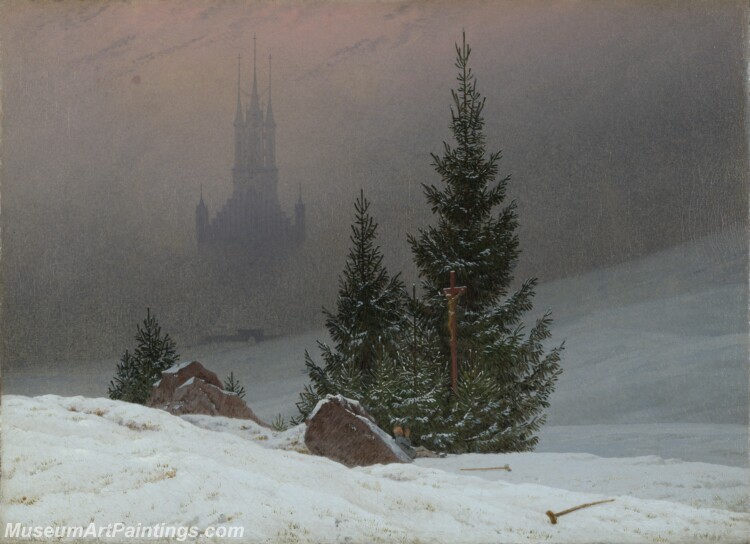 Caspar David Friedrich Winter Landscape Painting