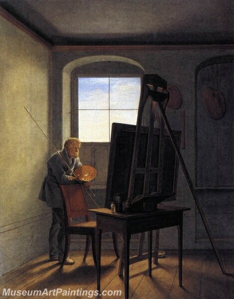 Caspar David Friedrich in his Studio Painting