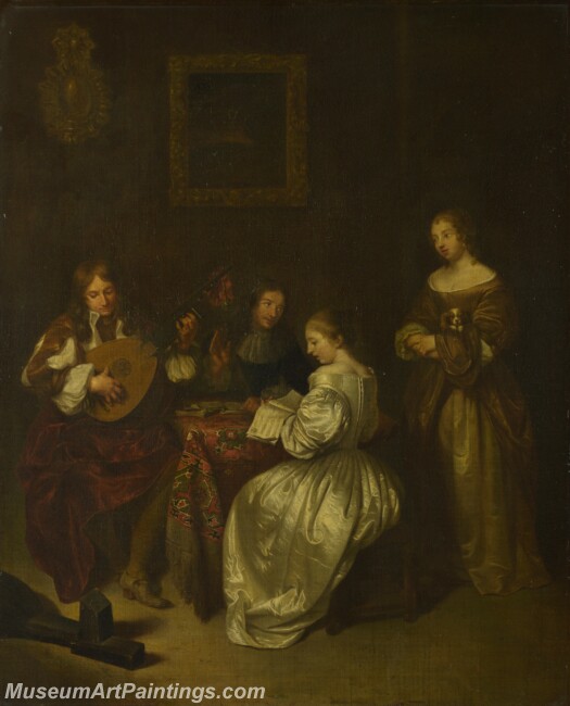 Caspar Netscher A Musical Party Painting