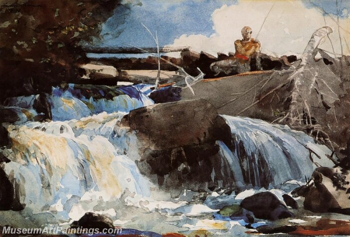 Casting in the Falls Painting