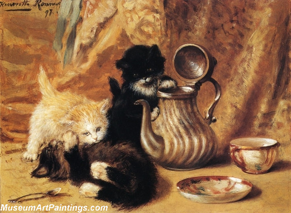 Cat Portrait Painting Teatime