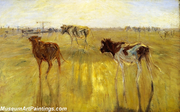 Cattle Seen Against the Sun on the Island of Saltholm A Color Study