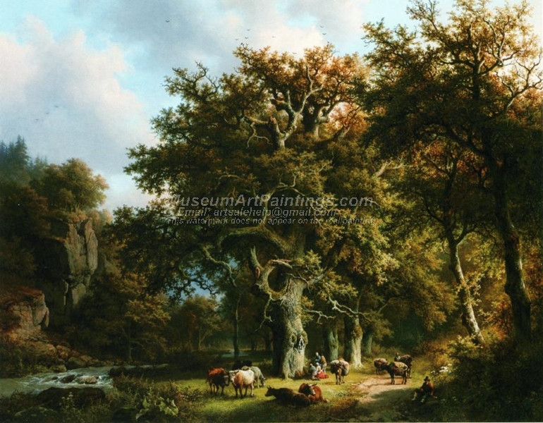 Cattle by a Stream by Barend Cornelis Koekkoek