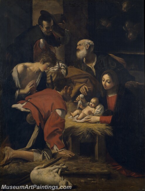 Cavedone Giacomo Adoracion de los pastores Painting