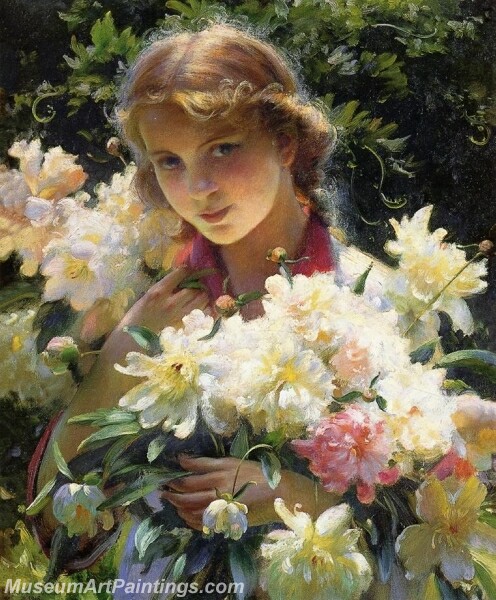 Charles Courtney Curran Peonies Painting