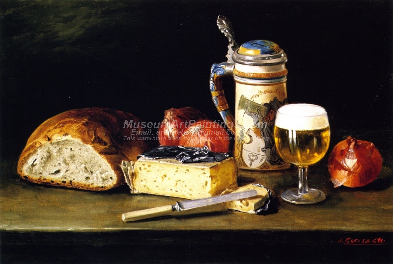 Cheese Onions Bread and Tankard by Joseph Kleitsch