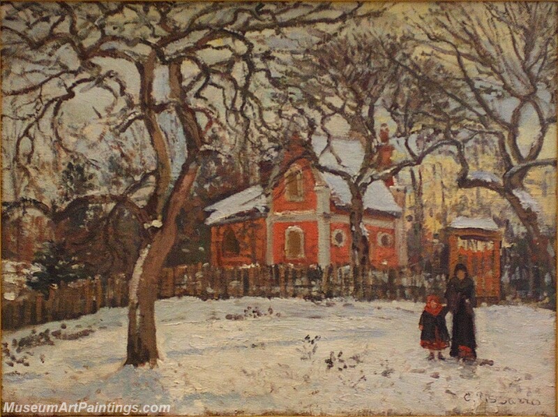 Chestnut Trees at Louveciennes in Winter Painting