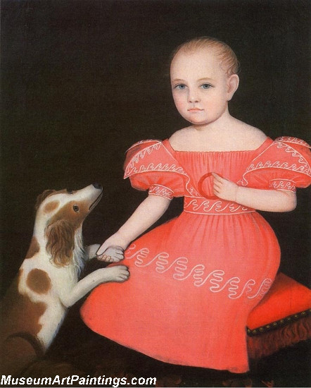 Child in Pink with Her Spaniel